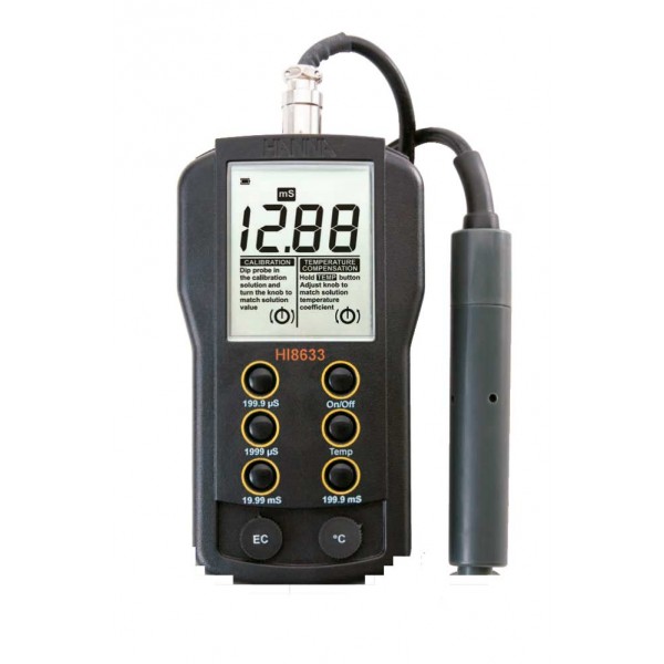 Conductímetro portátil (0,0 microS/ cm a 199,9 mS/ cm) impermeable, compensación autom. temp