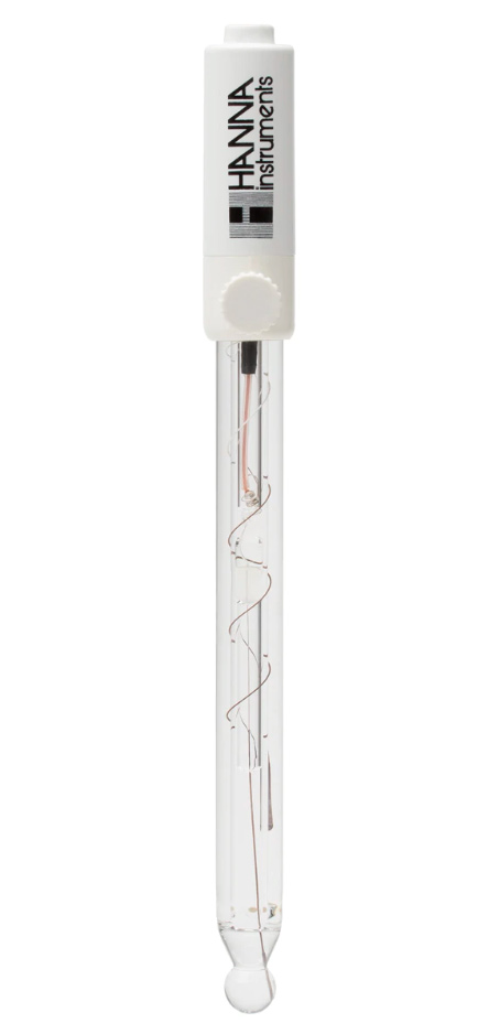 Electrodo de ion selectivo para sodio de Hanna Instruments, utilizado para medir la concentración de iones de sodio en soluciones
