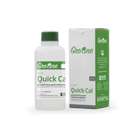 Botella de 230 ml de solución de calibración rápida GroLine Quick Cal, junto a su caja de presentación